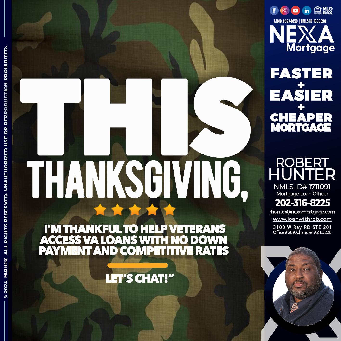 THIS THANKSGIVING - Robert Hunter -Mortgage Loan Officer