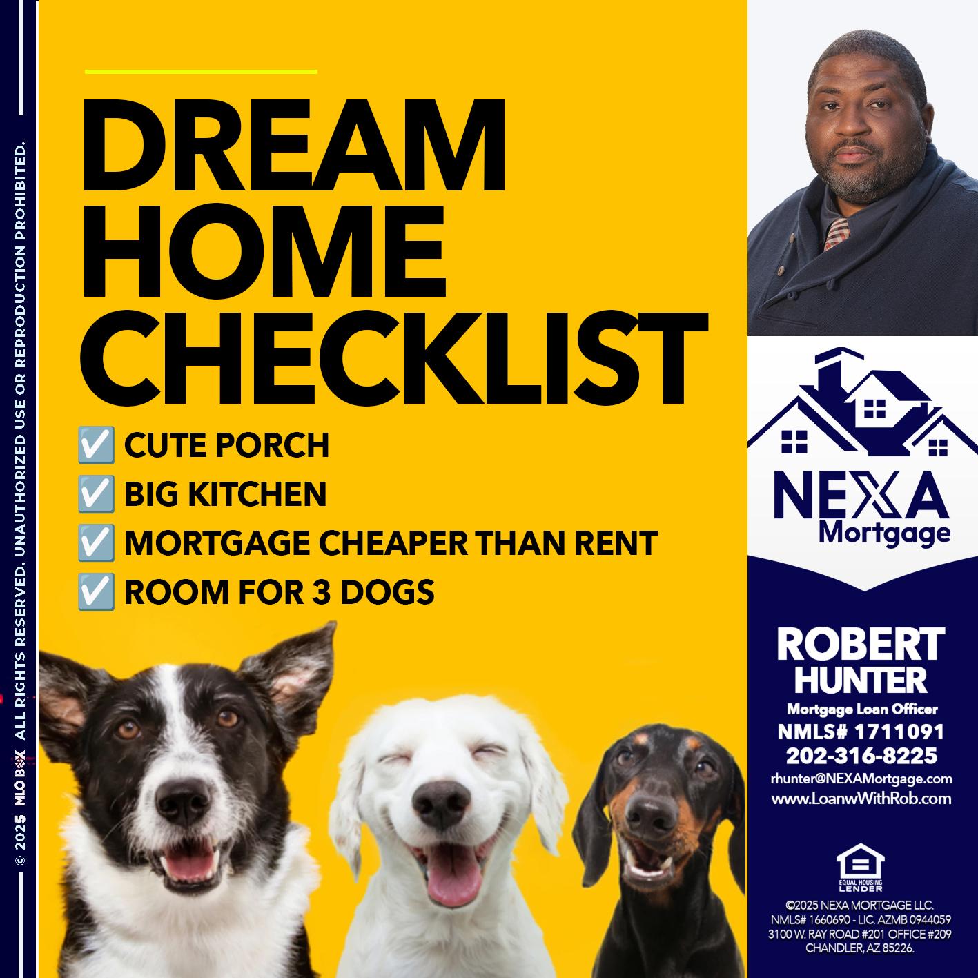 DREAM HOME CHEK LIST - Robert Hunter -Mortgage Loan Officer