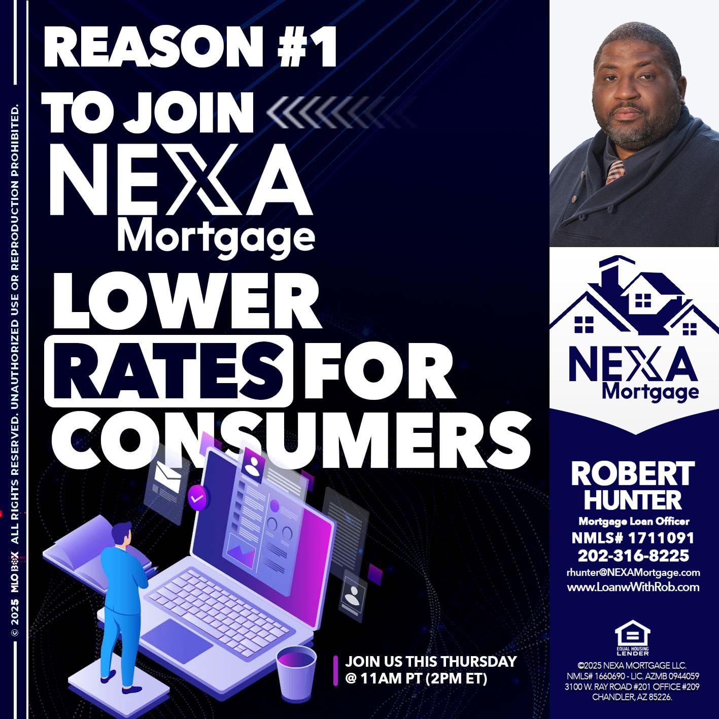 REASON 1 - Robert Hunter -Mortgage Loan Officer