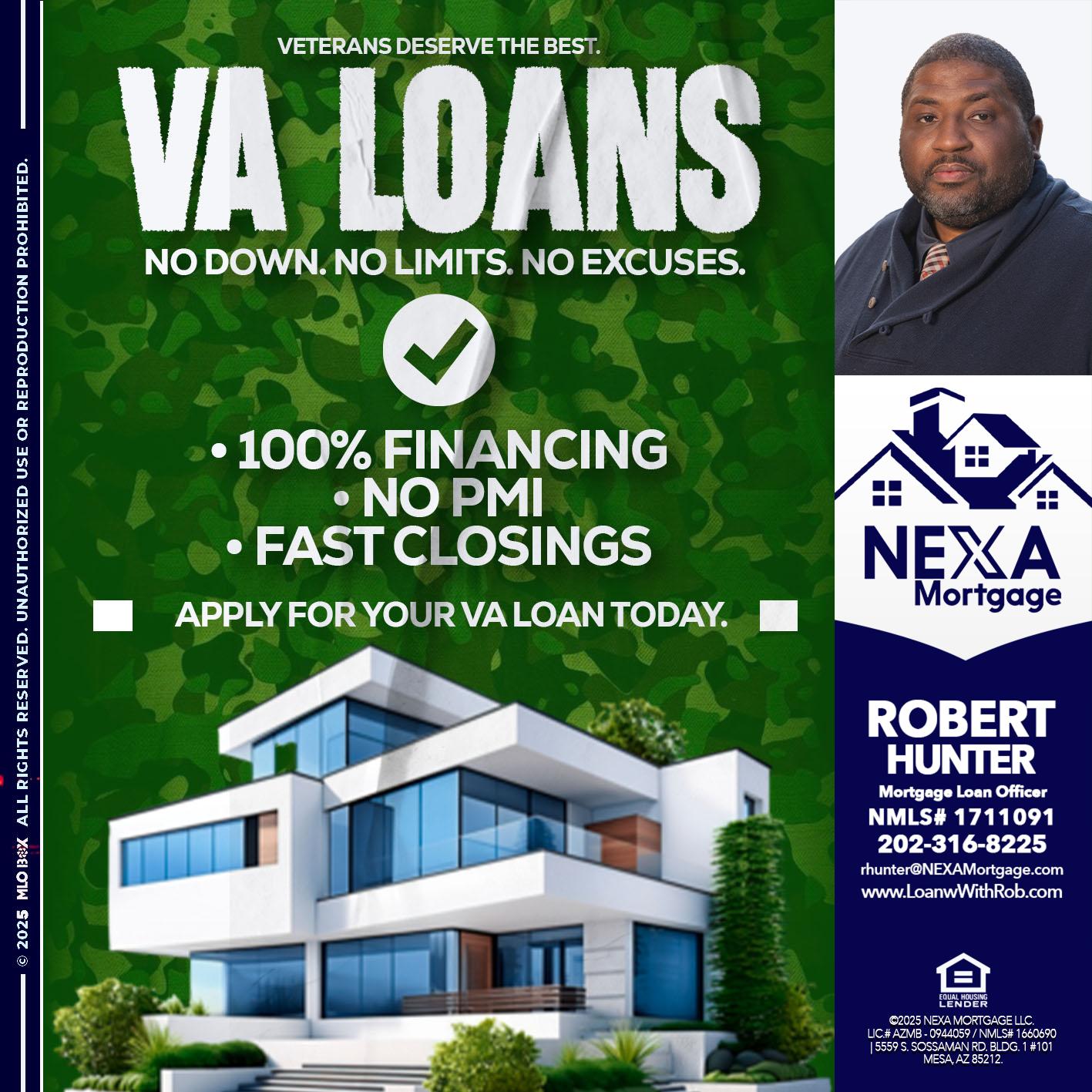 VA LOANS - Robert Hunter -Mortgage Loan Officer