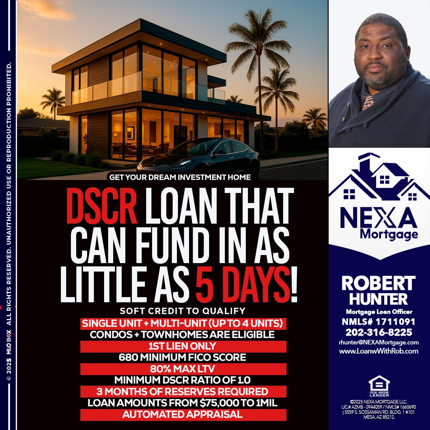 DSCR LOAN - Robert Hunter -Mortgage Loan Officer