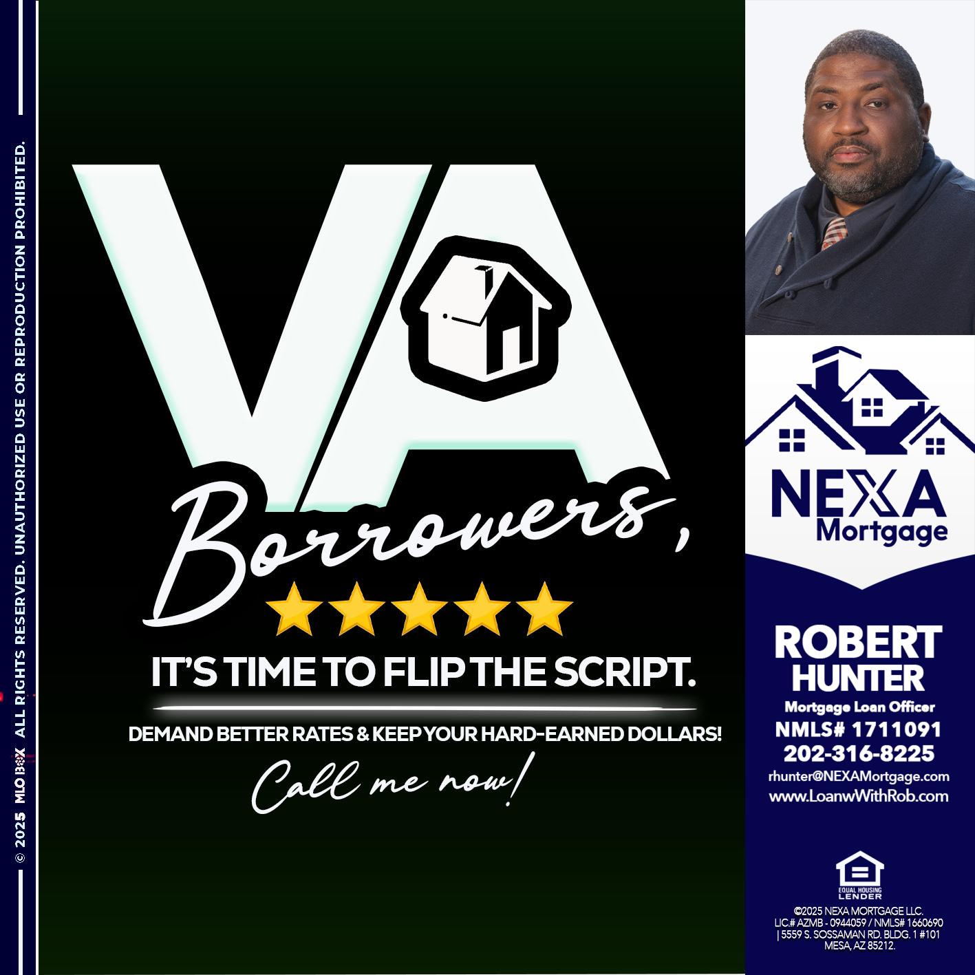 VA BORROWERS - Robert Hunter -Mortgage Loan Officer