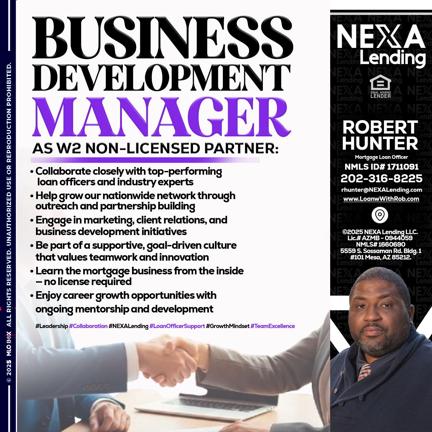 business development - Robert Hunter -Mortgage Loan Officer