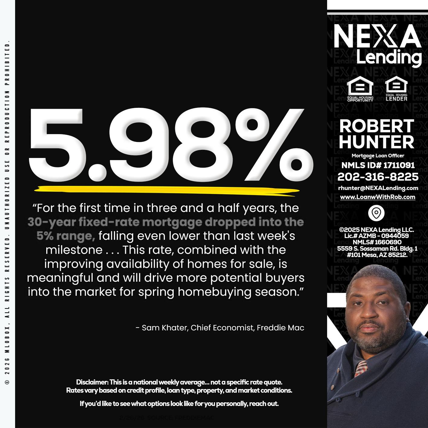 5.98% - Robert Hunter -Mortgage Loan Officer
