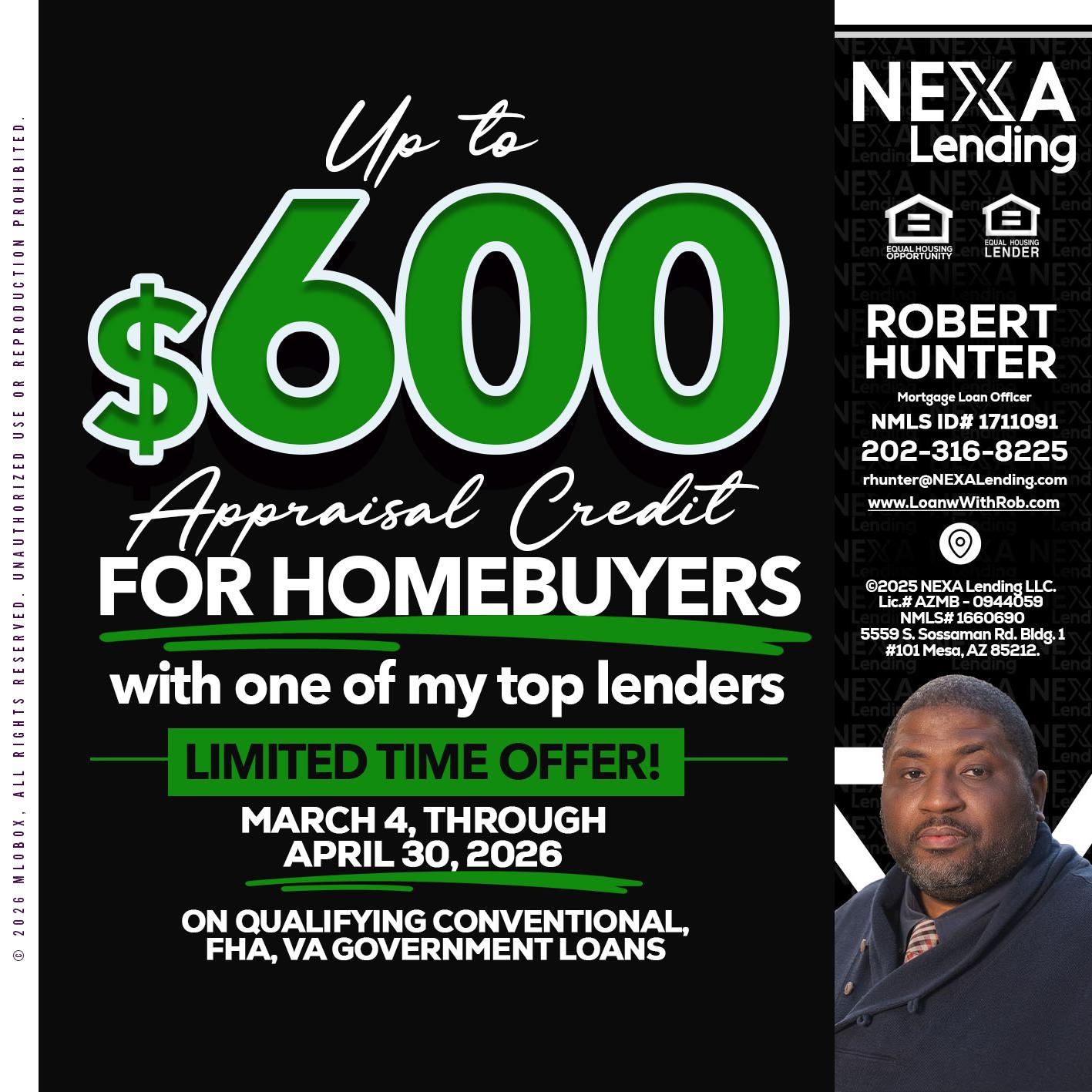 UP TO 600 - Robert Hunter -Mortgage Loan Officer