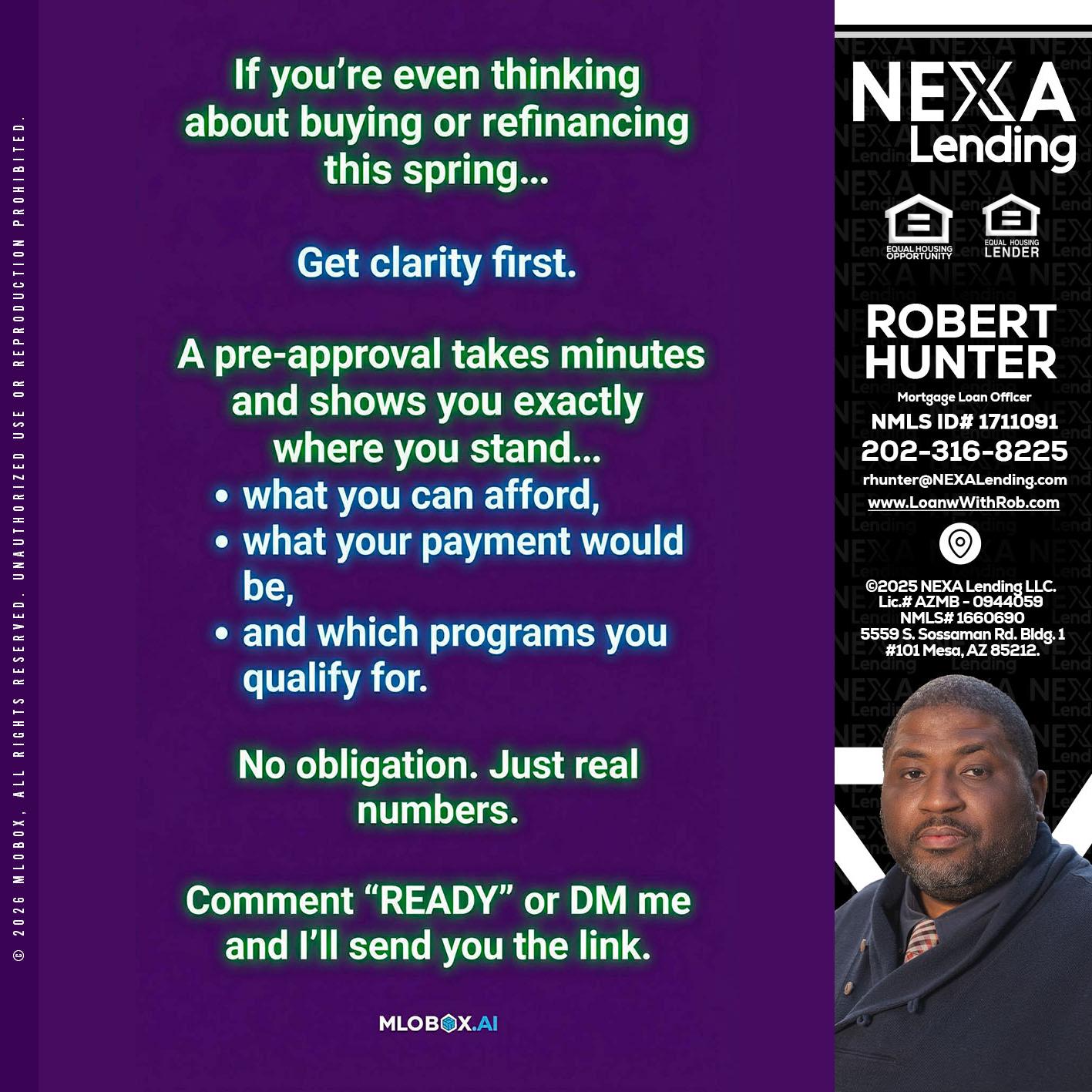 IF YOU THINKING - Robert Hunter -Mortgage Loan Officer