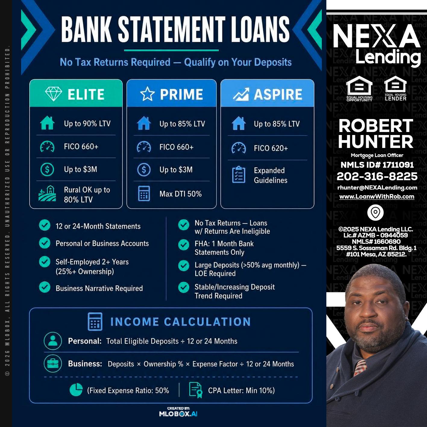 BANK STATEMENT - Robert Hunter -Mortgage Loan Officer